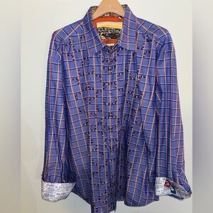 Robert Graham Jacquard Sailing Flip Cuff Men 3XL Long Sleeve Button Up Shirt